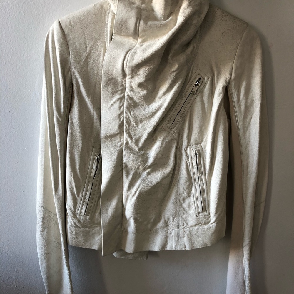 Rick Owens White Blister Leather Biker Jacket NWOT - Picture 1 of 8